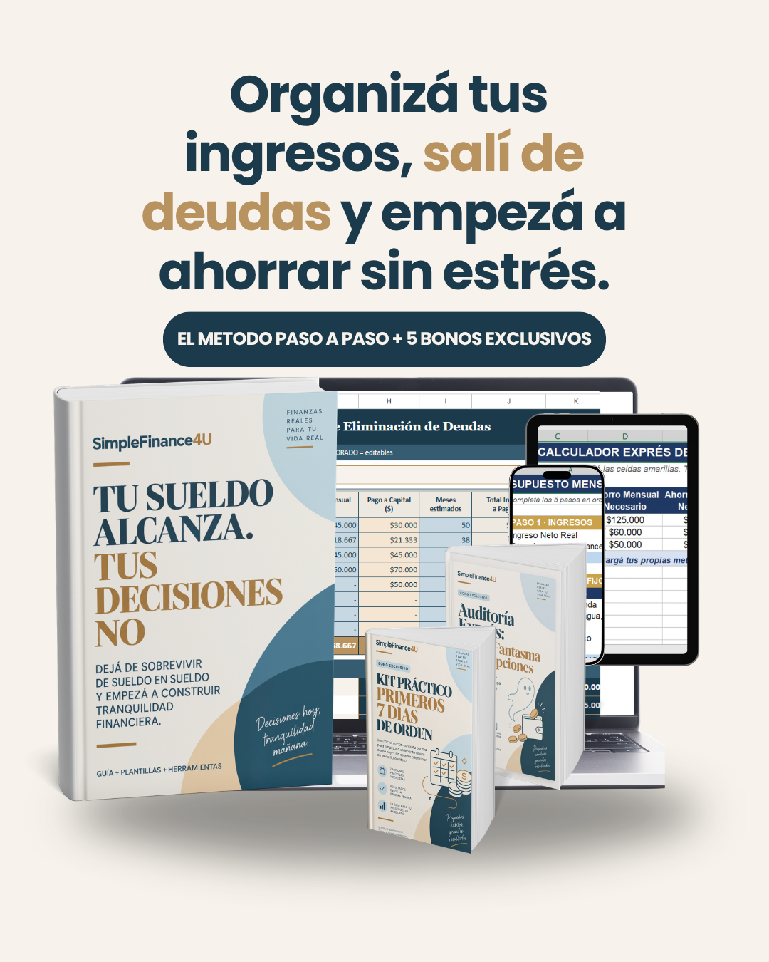 Ebook + BONOS: El método simple para organizar tus finanzas